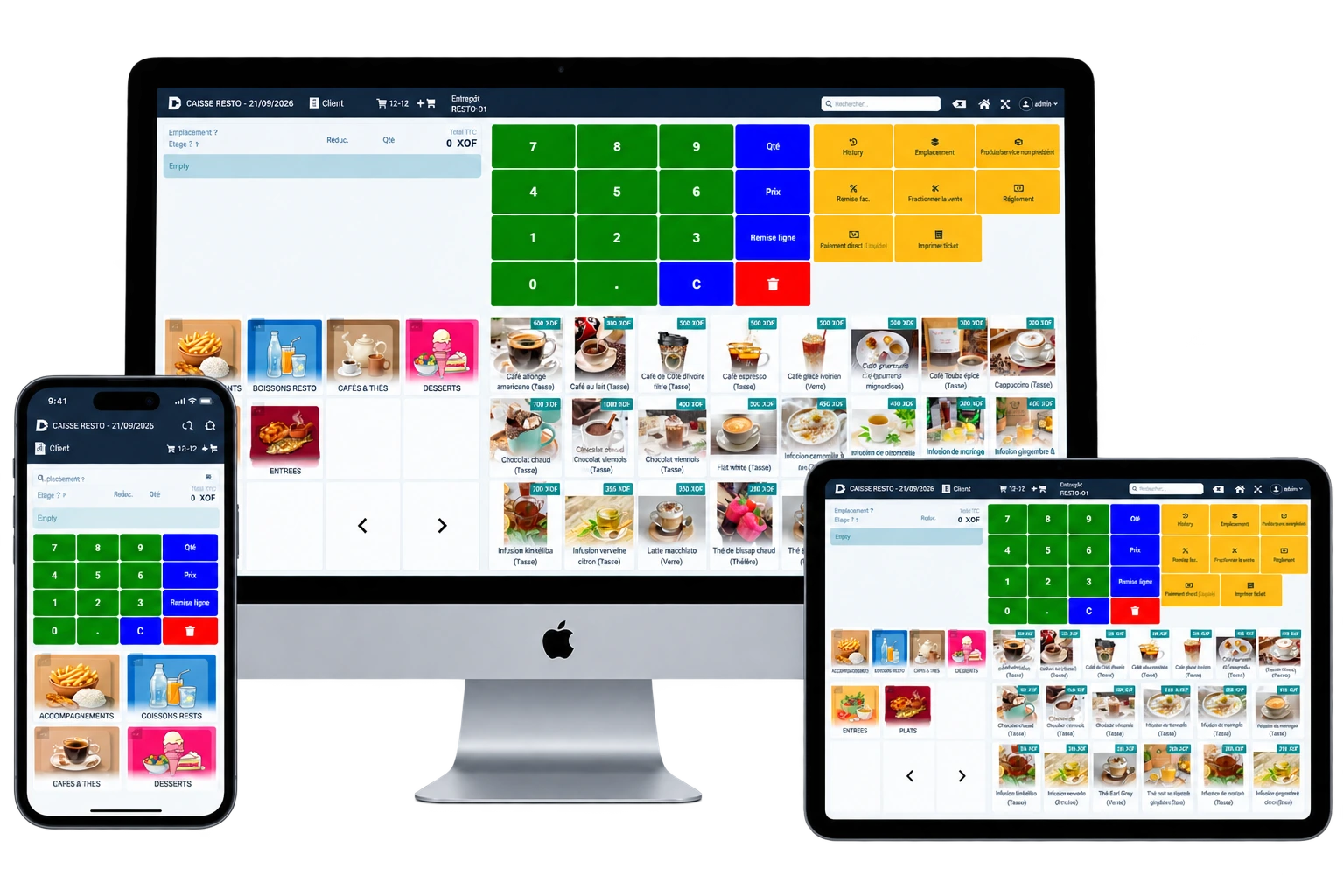 Interface point de vente SOLUTCLOUD sur ordinateur, tablette et mobile